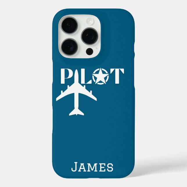 Pilot Typography & Aeroplane Minimalist Personalis Case-Mate iPhone Case (Back)
