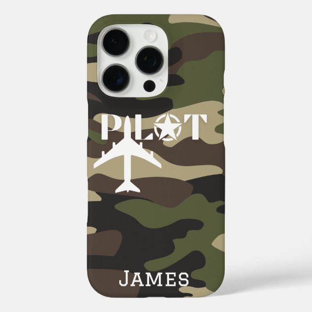 Pilot Typography & Aeroplane Minimalist Personalis Case-Mate iPhone Case (Back)