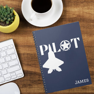 Pilot Typography & Aeroplane,Minimalist,Personalis Notebook