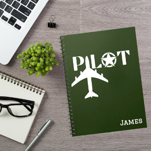 Pilot Typography & Aeroplane,Minimalist,Personalis Notebook