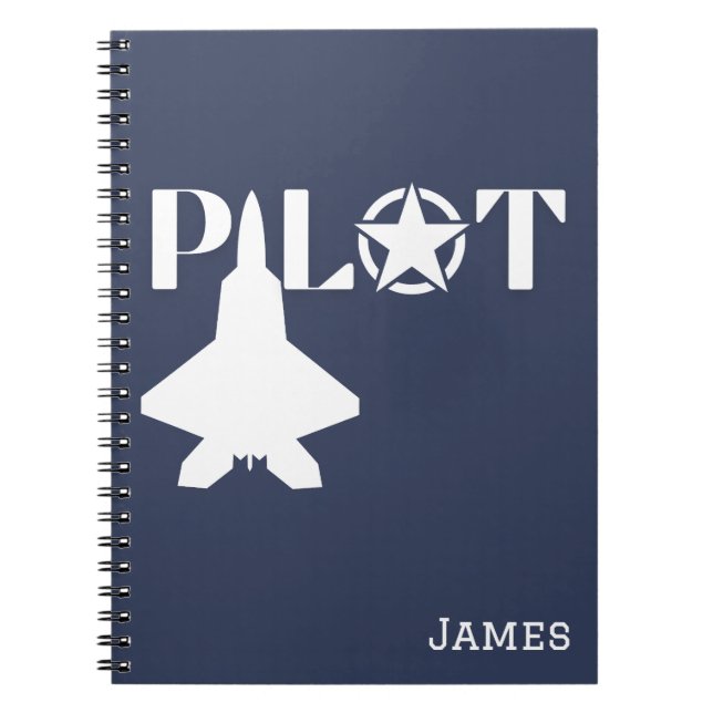 Pilot Typography & Aeroplane,Minimalist,Personalis Notebook (Front)