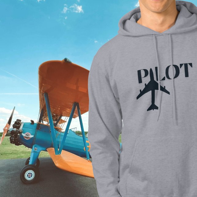 Pilot Typography & Aeroplane, Minimalist, Simple Hoodie (Creator Uploaded)