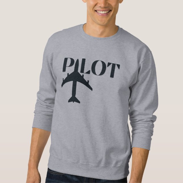 Pilot Typography & Aeroplane, Minimalist, Simple Sweatshirt (Front)