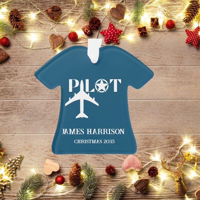 Pilot Typography & aeroplane, Modern, Personalised Ornament (Creator Uploaded)