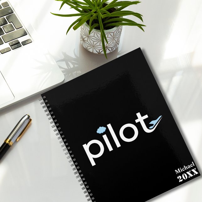  'Pilot' Typography, Aeroplane & Photo, Monogramme Planner (Creator Uploaded)