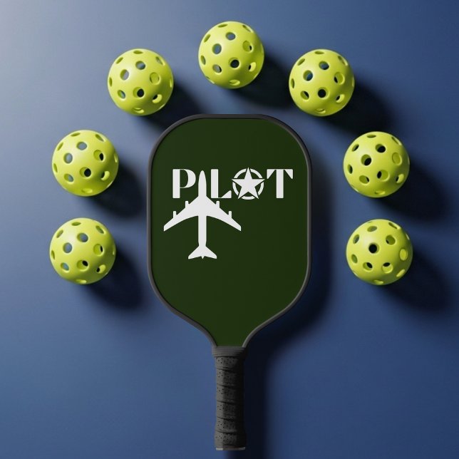 Pilot Typography & Airplane Minimalist Personalize Pickleball Paddle (Creator Uploaded)