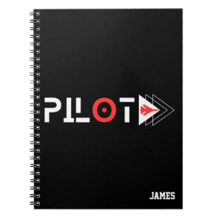 Pilot Typography & Jet Aeroplane, Minimalist,Custo Notebook