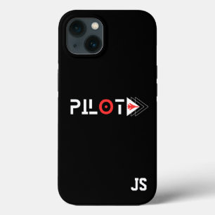Pilot Typography & Jet aeroplane,Monogrammed,Simpl iPhone 13 Case