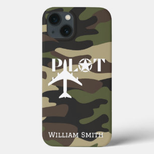 Pilot Typography & Military Aeroplane Camouflage iPhone 13 Case