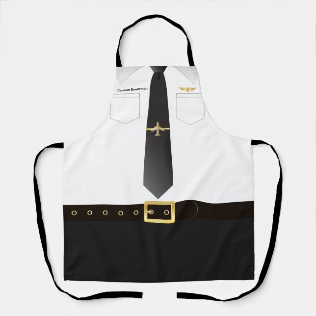 Pilot Uniform Captain Name Novelty Apron (Front)