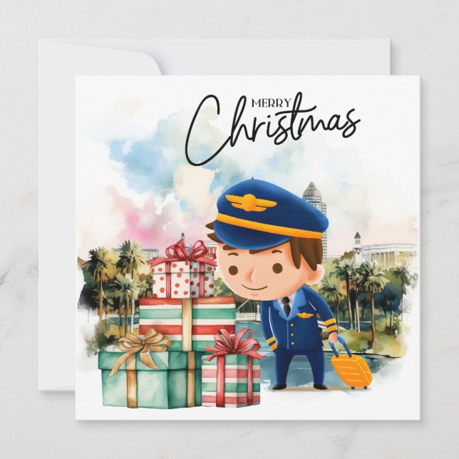 Pilot Uniform Christmas in Orlando Florida Holiday Card (Front)