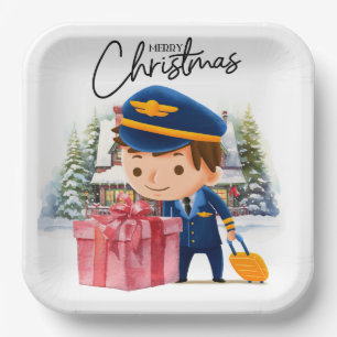 Pilot Uniform with Christmas themed  Paper Plate