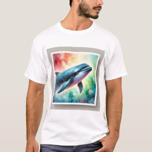 Pilot Whale Painting 040724AREF101 - Watercolor T-Shirt