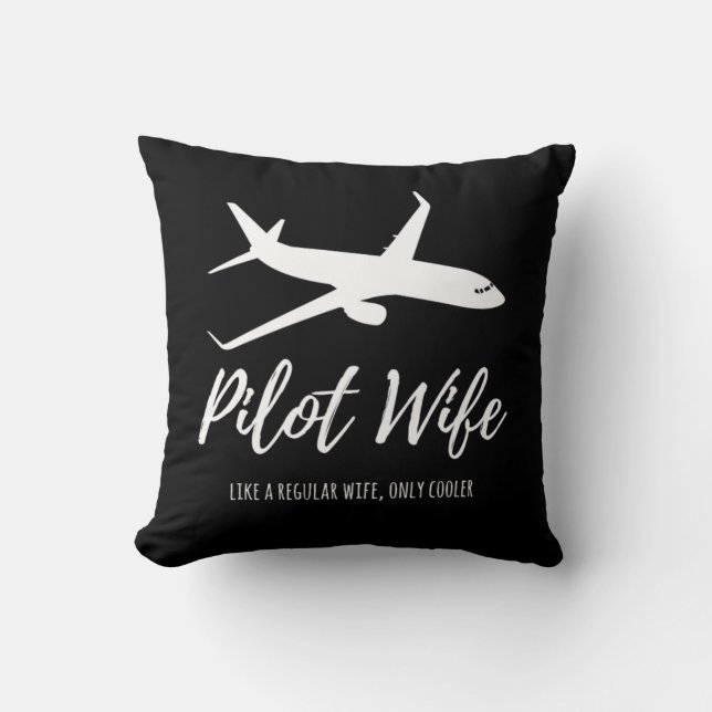 Pilot Wife Funny Cute Aeroplane Aviation Gift Desi Cushion (Front)