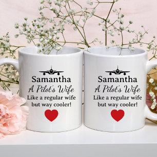 Pilot wife gift Aeroplane Heart funny custom Wifey Coffee Mug