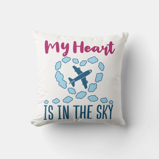Pilot Wife My Heart Is In The Sky Cushion (Front)