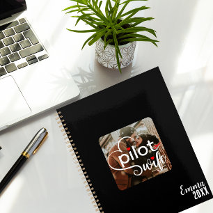 Pilot Wife Typography & Aeroplane Photo,Personalis Planner