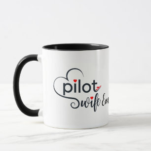 Pilot Wife Typography & Aeroplane Simple,Minimalis Mug