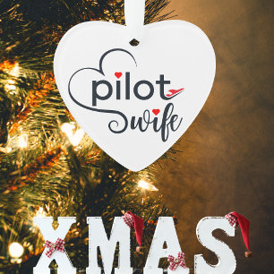 Pilot Wife Typography & Aeroplane Simple,Minimalis Ornament