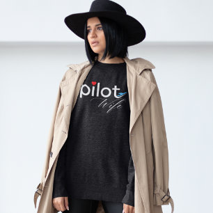 Pilot Wife Typography & Aeroplane Simple,Minimalis Sweatshirt