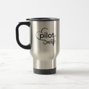 Pilot Wife Typography & Aeroplane Simple,Minimalis Travel Mug
