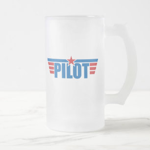 Pilot Wings Badge - Aviation Frosted Glass Beer Mug