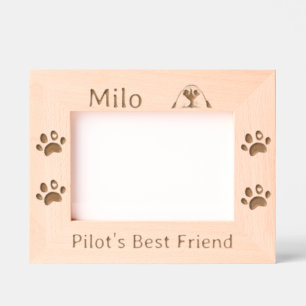 Pilot's Best Friend, Cute, Funny, Dog Custom Pet Etched Frames