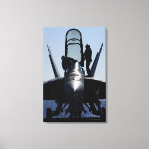 Pilots conducts a pre-flight inspection canvas print