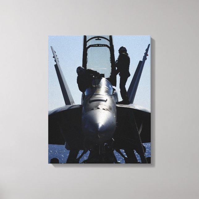 Pilots conducts a pre-flight inspection canvas print (Front)