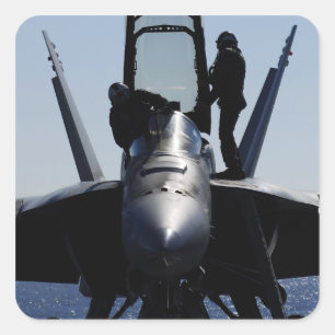 Pilots conducts a pre-flight inspection square sticker