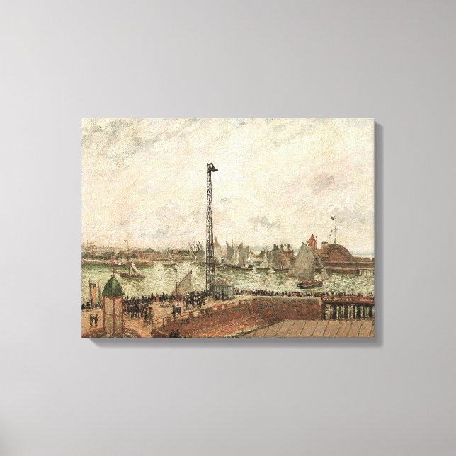 Pilot's Jetty, Le Havre, Misty by Camille Pissarro Canvas Print (Front)