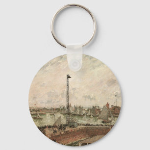 Pilot's Jetty, Le Havre, Misty by Camille Pissarro Key Ring