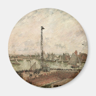 Pilot's Jetty, Le Havre, Misty by Camille Pissarro Magnet