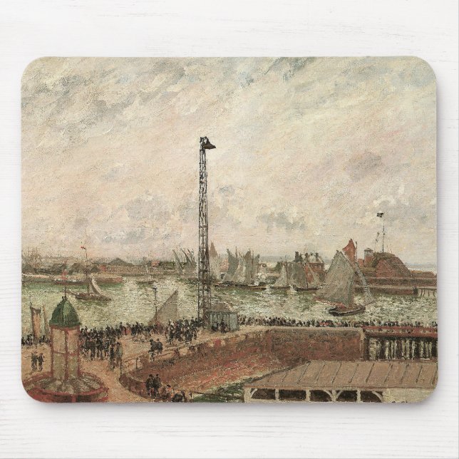 Pilot's Jetty, Le Havre, Misty by Camille Pissarro Mouse Mat (Front)
