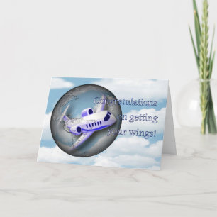 Pilots license. Getting your wings. Congratulation Card