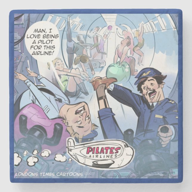 Pilots Pilates Airlines Funny Marble Stone Coaster (Front)