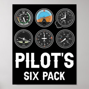 Pilot's Six Pack Flight Instruments Aviation Poster