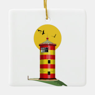 Pilsum Lighthouse Germany Ceramic Ornament