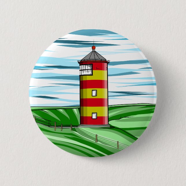 Pilsum Lighthouse Pilsumer Leuchtturm 6 Cm Round Badge (Front)