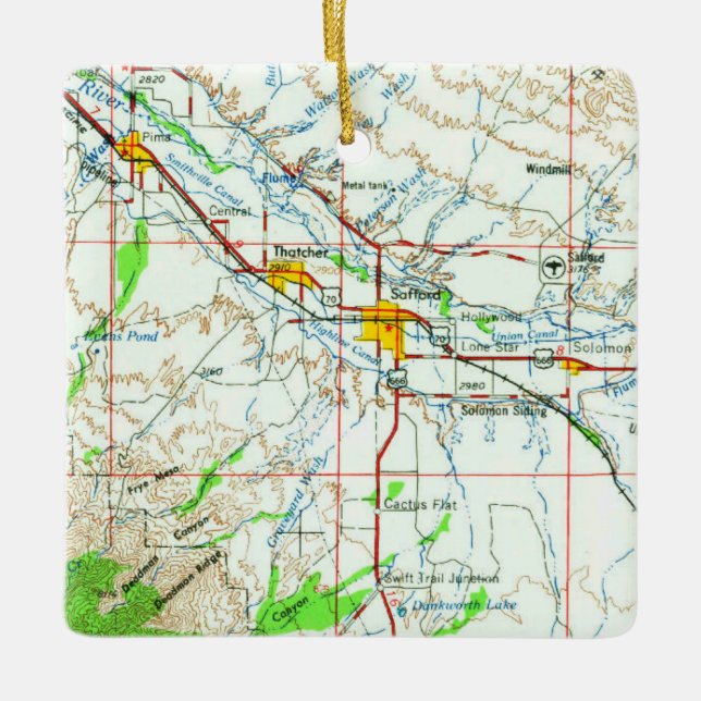 Pima AZ Vintage Topo Ceramic Ornament (Front)