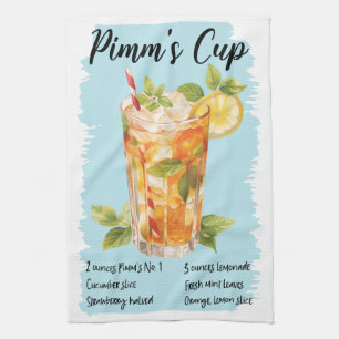 Pimm's Cup Cocktail Recipe Tea Towel