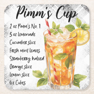 Pimm's Cup Square Paper Coaster