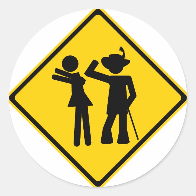 Pimp Backhand Road Sign Classic Round Sticker (Front)