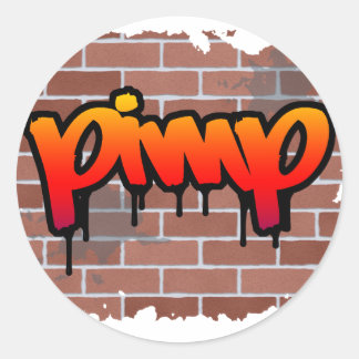 pimp graffiti design classic round sticker