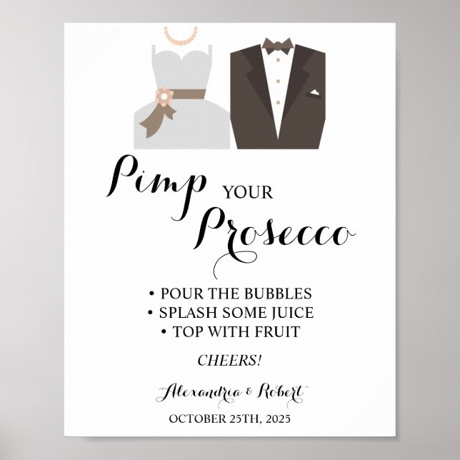 Pimp your Prosecco Bride & Groom Wedding Poster (Front)