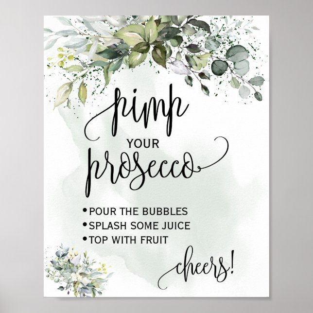 Pimp your prosecco eucalyptus succulent green sign (Front)