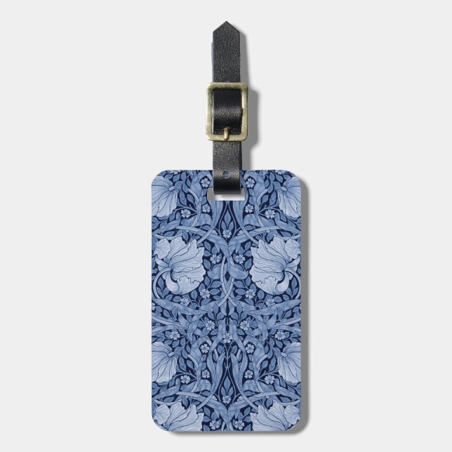 Pimpernel Blue Monotone, William Morris Luggage Tag (Front Vertical)