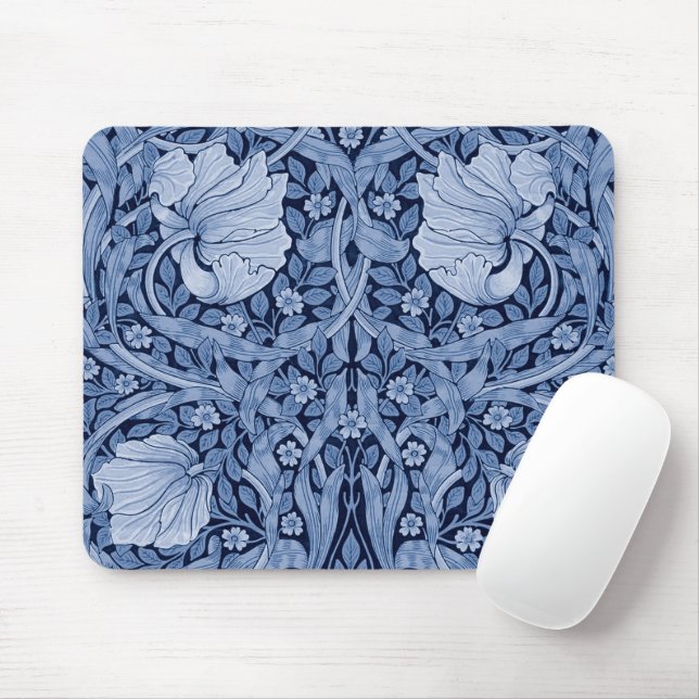 Pimpernel Blue Monotone, William Morris Mouse Mat (With Mouse)
