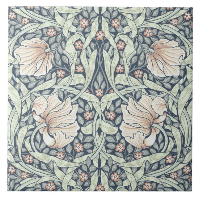 Pimpernel by  Nouveau,William Morris,pink pastels Tile (Front)