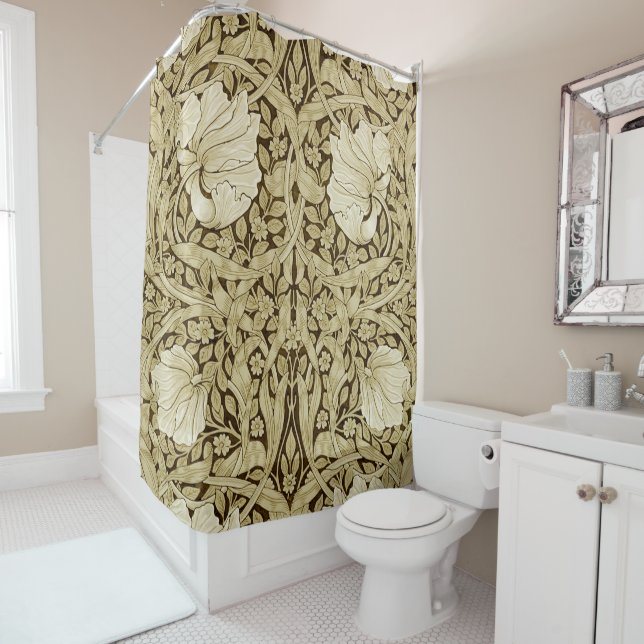 Pimpernel Gold, William Morris Shower Curtain (In Situ)